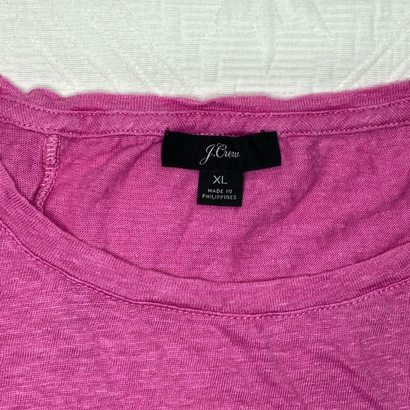 J. Crew XL Linen ruffle-back t-shirt in fuchsia - Picture 5 of 5